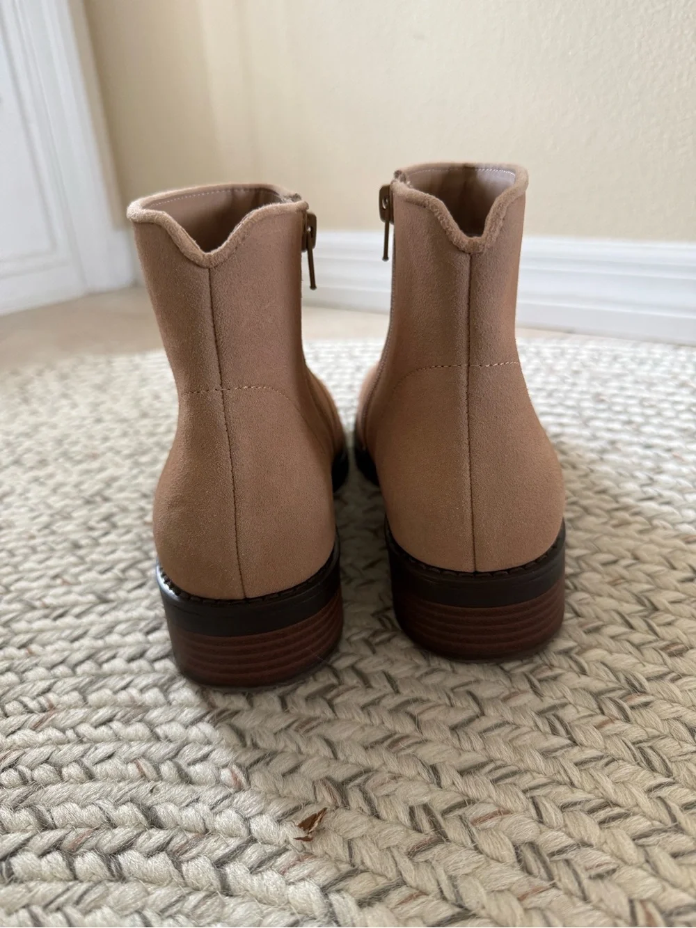 Lands' End Women’s Almond Suede Ankle Booties NEW